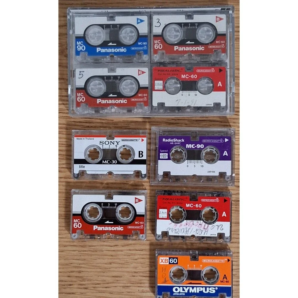 Vintage Microcassette Tape Lot of 24 – Sony MC-90/60 New and Used Various Brands